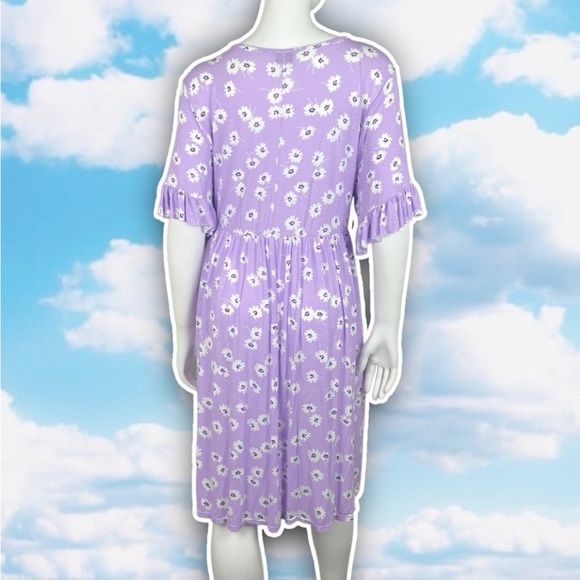 NWT ASOS CURVE Daisy Floral Print Ruffle Trim Babydoll Dress Cottagecore Pastel - Picture 8 of 13